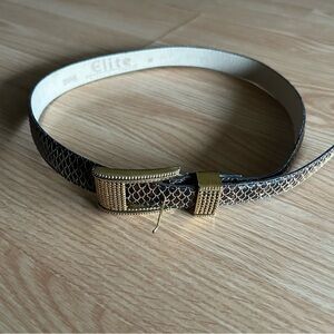 Elite Accessories Gold Buckle Snake Embossed Belt Medium